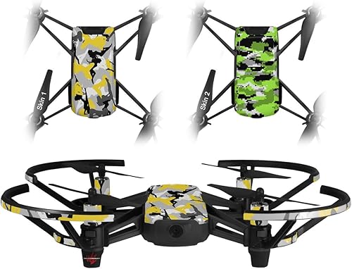 Skin Decal Wrap 2 Pack for DJI Ryze Tello Drone Sexy Girl Silhouette Camo Yellow Drone NOT Included