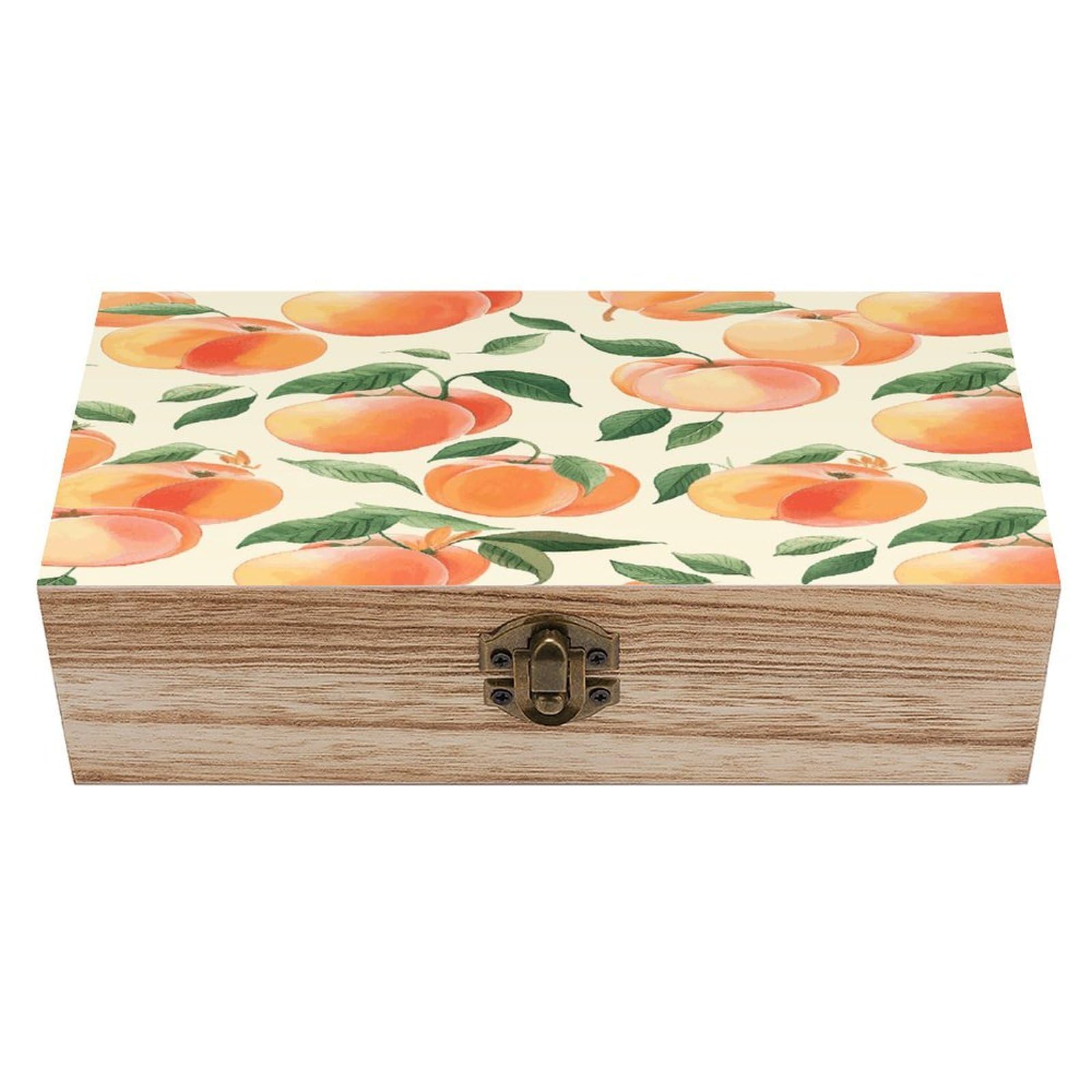 JTREHY Peach Wooden Storage Box Exquisite Durable Wood Gift Case Sturdy Vintage Jewelry Wooden Chest for Art Hobbies Storage Keepsake Gift