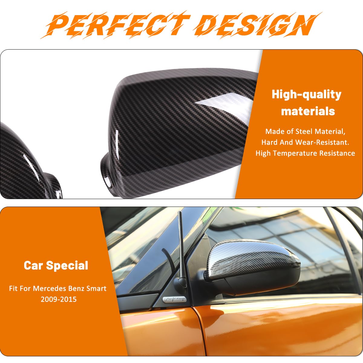 Osłony na lusterka z włókna węglowego pasują do Benz Smart 451 2009-2015 akcesoria do osłony lusterek bocznych