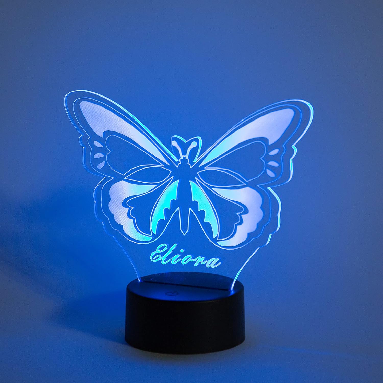 Nameinhea Personalized Butterfly Night Light with USB Charger 3D Butterfly Illusion Lamp for Girls Multicolor Custom Names Bedside Light for Table Decor (Style 1)