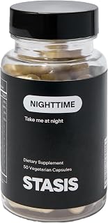 Stasis Nighttime - Calm and Sleep Capsules to Pair with Stimulant - Skullcap, Magnolia Bark, Magnesium for Sleep, and Astaxanthin Supplements for Relaxation and Mood Support - 25 Servings