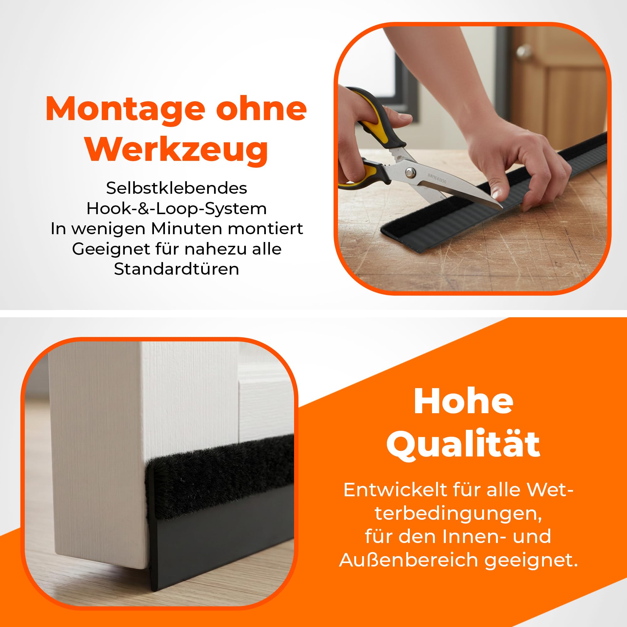 Türbodendichtung 20 mm – Schnell montierbar | Für Standard- & Glastüren | Nagetiersichere Dichtung mit Edelstahl-Drahtverstärkung | Profiqualität