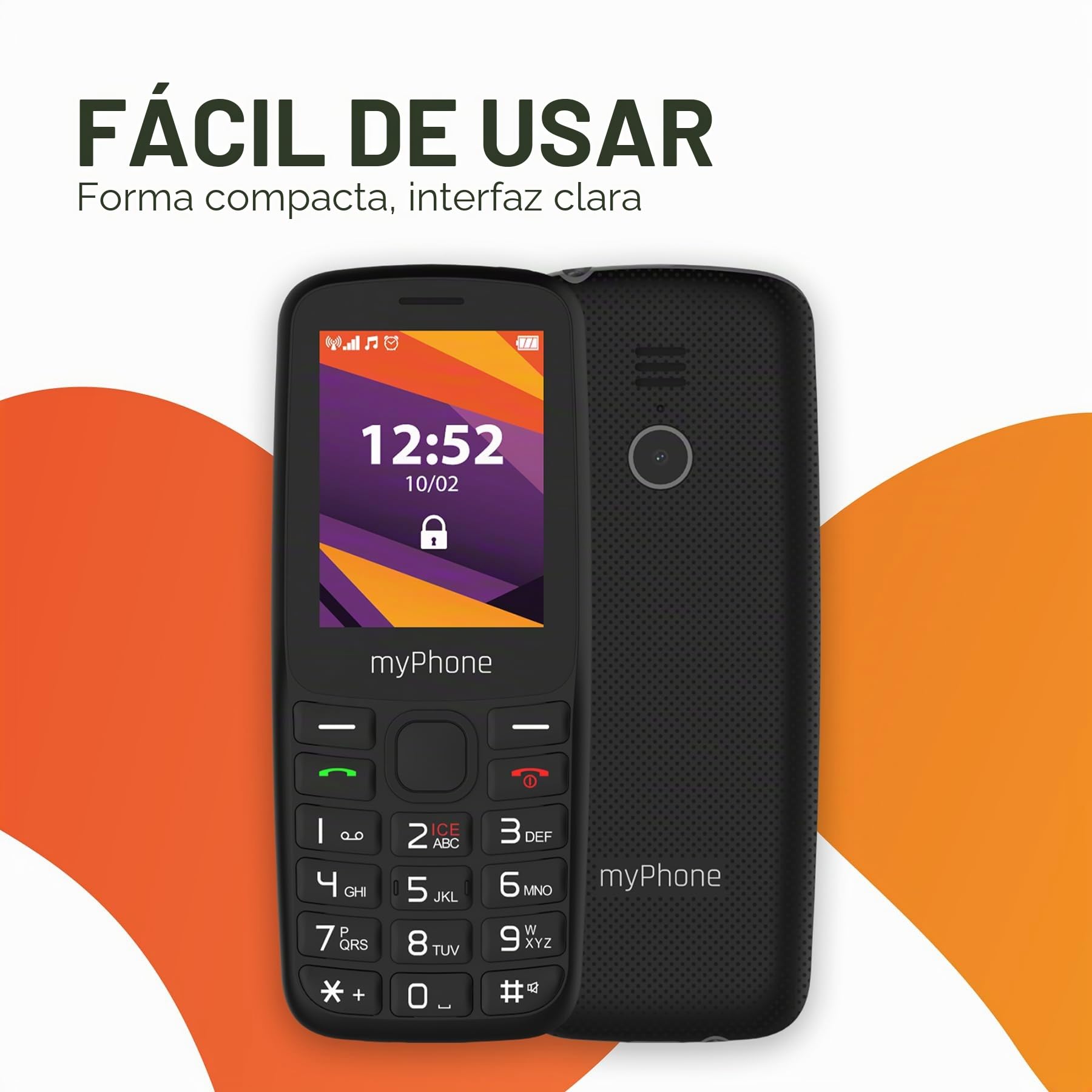 myPhone 6410 LTE teléfono móvil para Mayores sin Contrato, móvil 4G con Teclas Grandes, Pantalla 2,4", Dual SIM, Radio FM, Linterna, batería de Larga duración
