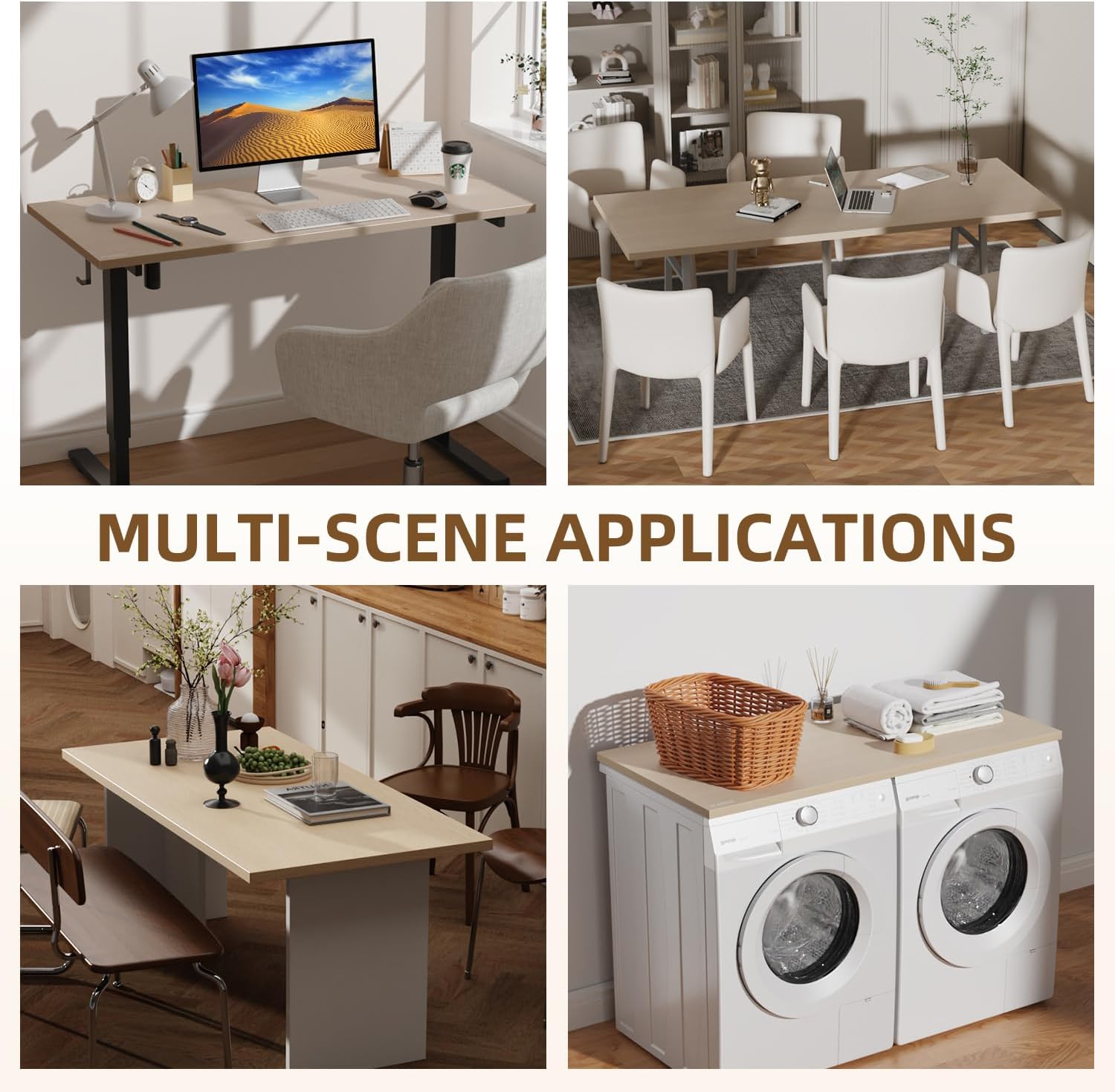Universal Solid One-Piece Wood Table Top, 48"x30"x1" Workbench Top - Rectangular Particle Board for Standing Desk, Home Office Desk Countertop DlY, Washer Dryer, Coffee, Bar Tabletop