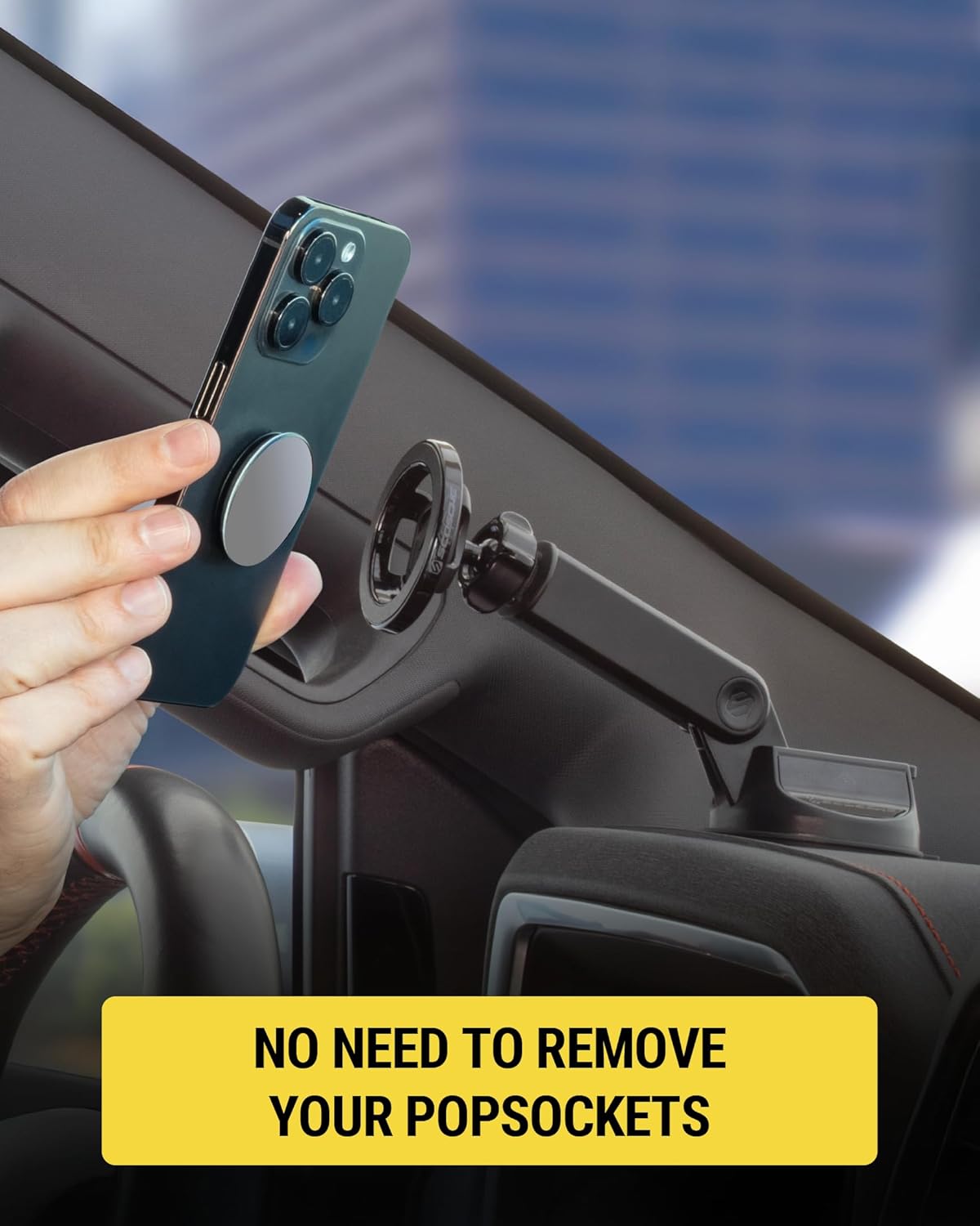 Scosche MagSafe Car Mount, Suction Cup Windshield Phone Mount/Magnetic Cell Phone Holder for Car Dashboard with Extended Arm Compatible with Popsocket, Cellphone Stand Compatible with iPhone, Samsung - Image 6