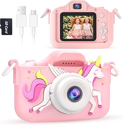 Pussan Cámara para niños para niñas cámara digital selfie para niños y niñas videocámara de juguete para niñas con funda de silicona rosa regalos de disponible en Yaxa Colombia