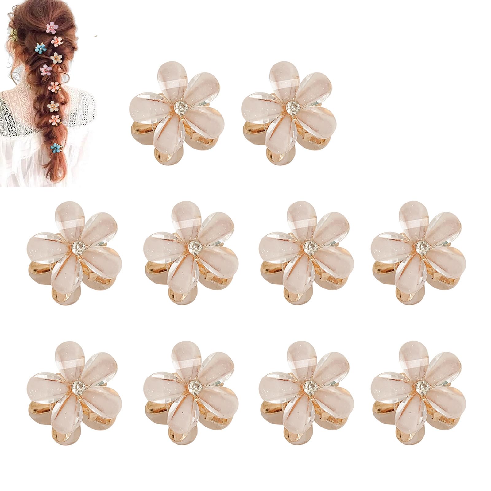 ILantule Mini Pinzas para el Cabello,10 Piezas Mini Pinzas para el Pelo de Flores, Pinzas de Garras para el Pelo,Accesorios para el Cabello para el Día a Día, Fiestas, Bodas