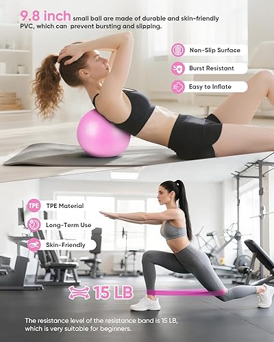 Miniatura 5 de Kit de pilates para el hogar, kit esencial de pilates para mujeres, juego de equipo de pilates con anillo de pilates, bandas de resistencia y