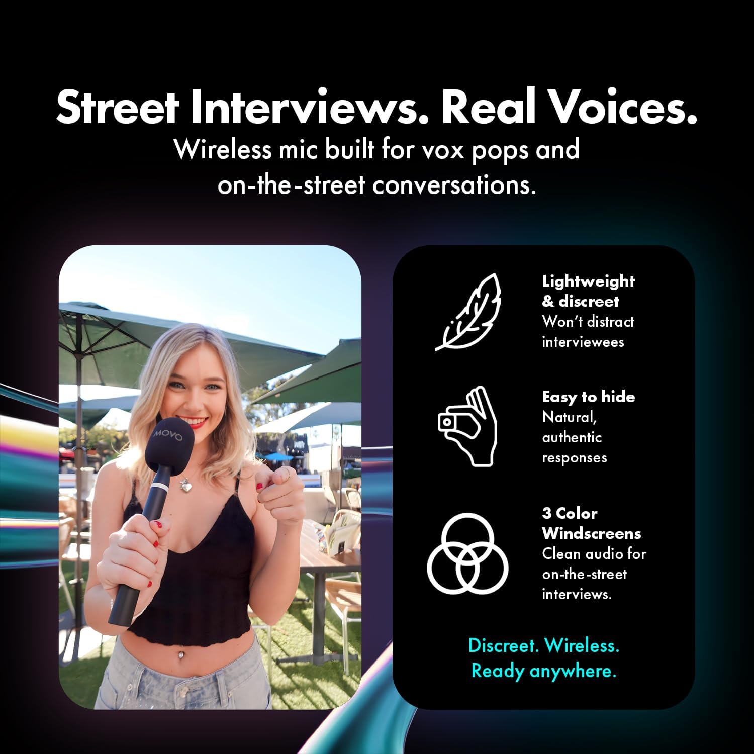 Movo NanoMic Wireless USB-C Mic Kit with Interview Handle — Dual Street Interview Mic for iPhone 15/16/17+, Android & iPad Pro — Vox Pops & TikTok - Image 2