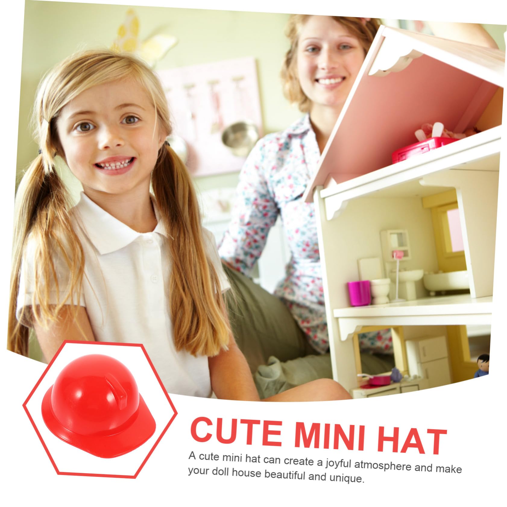 20 Piezas de Casco de Seguridad en Miniatura para Muñecas y Mascotas, Ligero de Plástico Rojo Diseño Multiusos para Decoración y Juegos