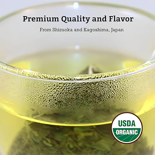 Vista 25 de [Té Sugimoto] Té orgánico de Hojicha, auténtico té verde japonés tostado, 12 bolsitas de té piramidales compostables, rico en antioxidantes