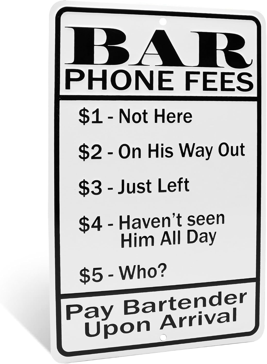 Decoración de pared de metal retro divertida  Cartel de lata vintage con tarifas de teléfono de bar para cueva de hombre, garaje, sótano, bar en