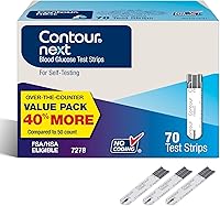 Vista 1 de Ascensia Contour Next Tiras de prueba de glucosa en sangre para diabetes – 70 unidades (1 paquete) – Precisas, sin codificación, muestreo de segunda