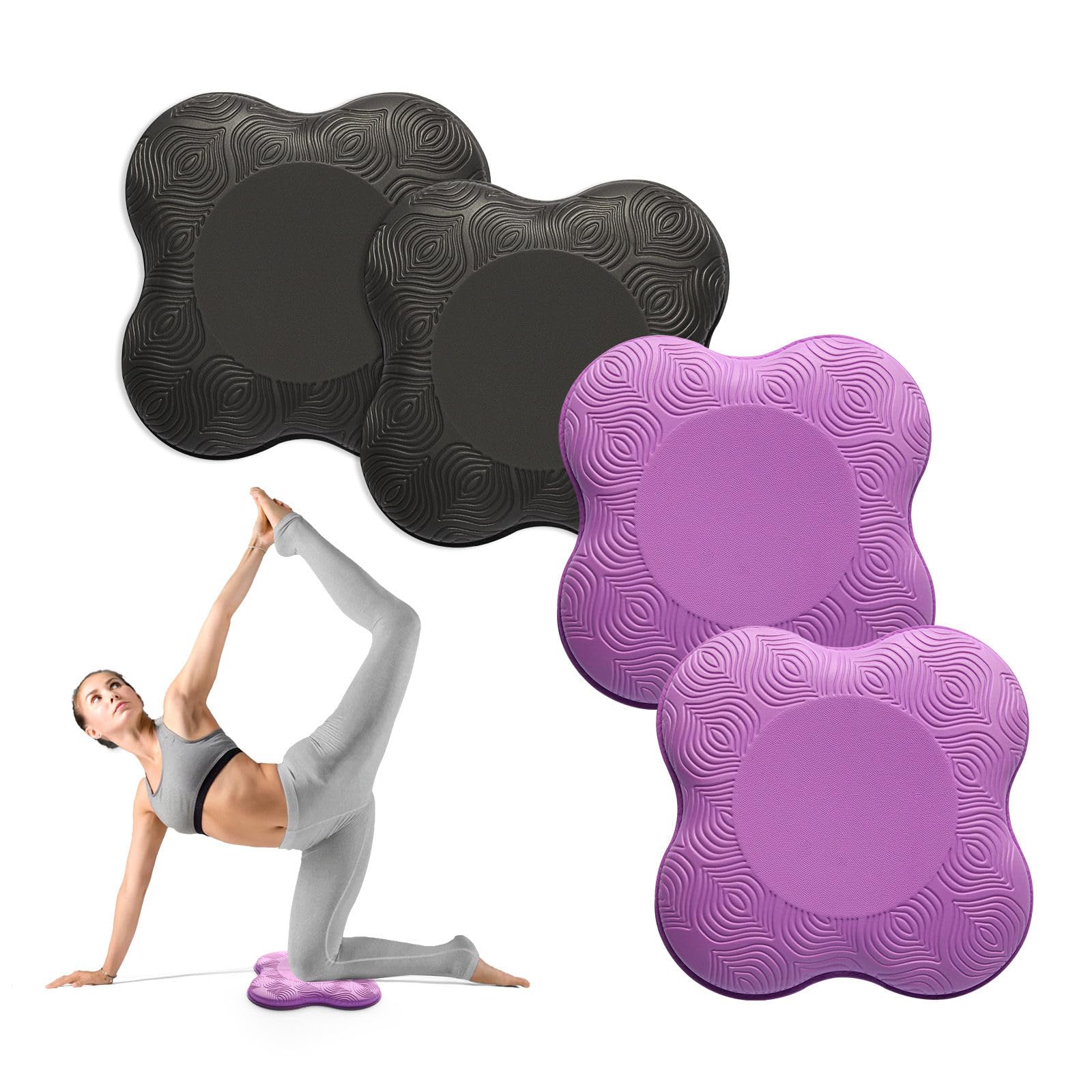 MBKHFLL 2 Packs Yoga Knee & Elbow Cushions - Extra Thick Foam for Knees, Elbows, Wrists, Hands & Head - Pilates & Kneeling Pads - Support Foam Pads