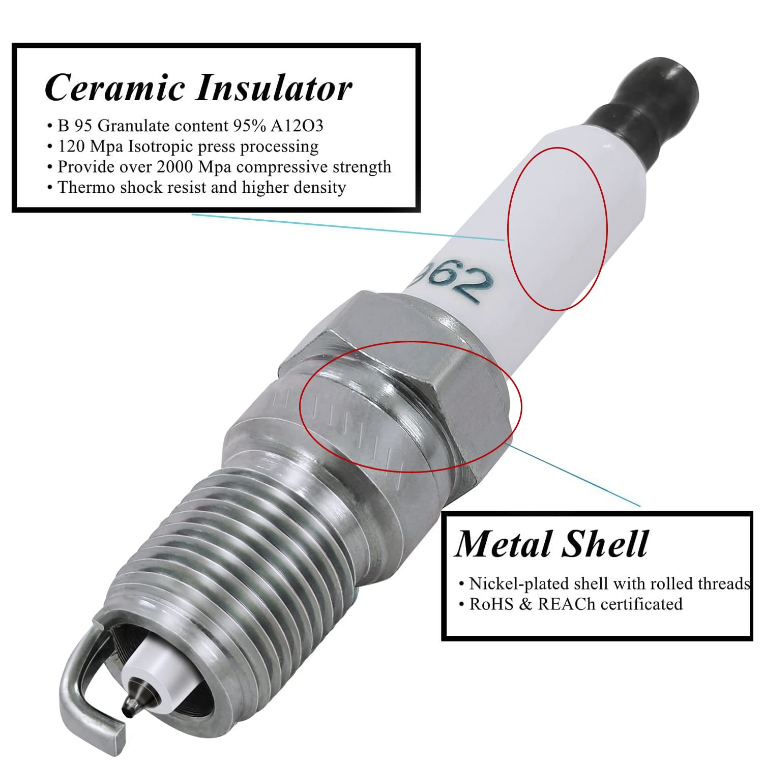 8Pcs 48322 Spark Plugs Wires + 8Pcs 41962 Spark Plugs Set, for