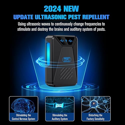 Miniatura 3 de Paquete de 6 repelentes ultrasónicos de control de plagas, enchufe electrónico repelente de plagas en interiores para insectos, cucarachas, arañas,