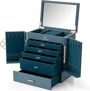 Vlando Jewelry Box For Women, Glass Lid Jewelry Organizer With 4 Drawers For Necklaces Rings Earrings Bracelets Christmas Gift - White - View #2