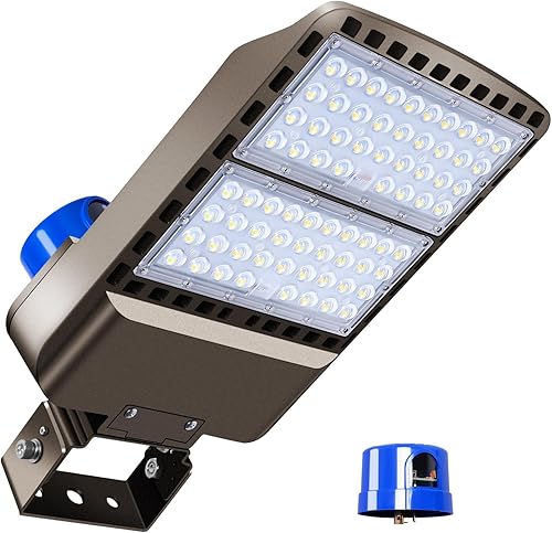 Luz LED de estacionamiento de 150 W con llave Allen, luces de inundación al aire libre con sensor de atardecer a amanecer, lámpara exterior con
