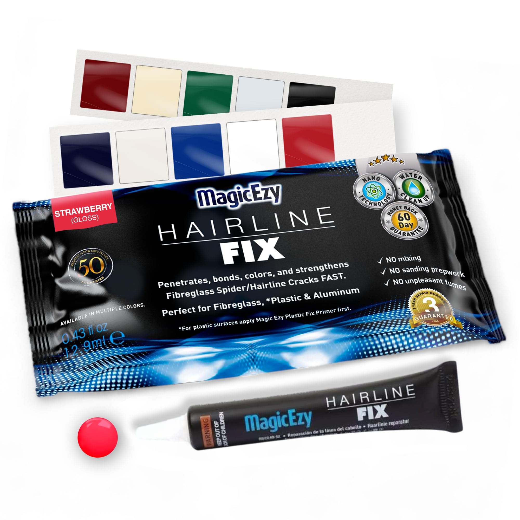 MagicEzy Hairline Fix - (Strawberry) - Gelcoat Repair Kit - Fix Cracks and Scratches Like a Pro - Fiberglass Boat Repair Kit - Boats, Jet Skis