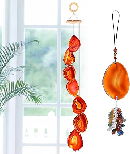 Cristales y piedras curativas, campanillas de viento de geoda de 29 pulgadas con sonido relajante, campanillas de viento únicas, detalles de