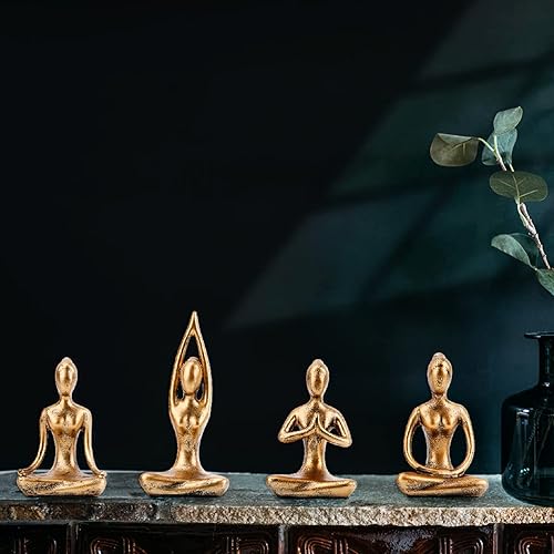 Miniatura 8 de Leekung Estatua de meditación de yoga y 3 estatuas de monos sabios
