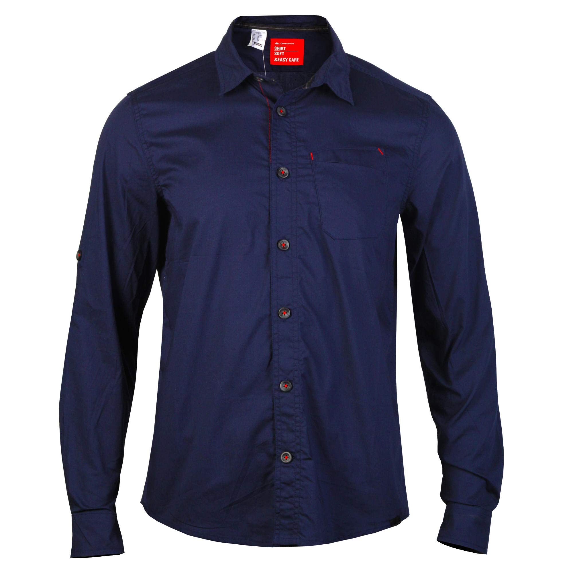 Forclaz 8381672 Cotton-Poly-Jersey Men Backpacking Shirt Travel 100, M (Blue)