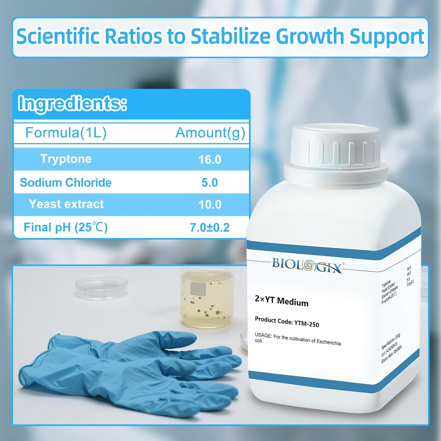 Complete Culture Set – 2×YT Medium Powder & Sterile Petri Dishes, Ready-to-Use