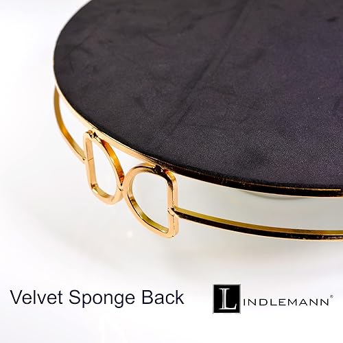 Miniatura 9 de Bandeja decorativa  Bandeja decorativa de metal con espejo  Estilo romano elegante diseño para joyas, sala de estar, Pascua (cuadrado, 12 pulgadas,