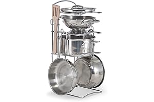 Pretend Play Stainless Steel Pots and Pans Kitchen Set for Kids (8 pcs)
