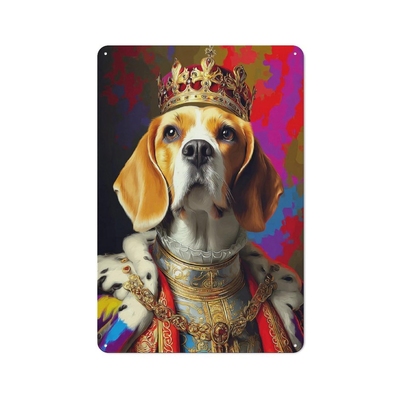Junmoney Royal Beagle Portrait Artwork -1 30X20cm Retro Tin Sign With For Home Office Or Studio, For Home Interiors, Feature Walls And Decorative Displays