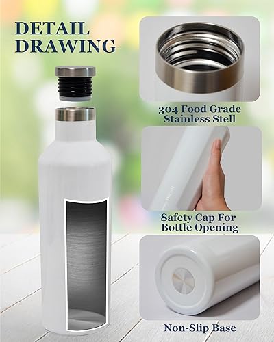 Miniatura 3 de Vasos de Vino de Acero Inoxidable con Tapa DOS de 12oz y Botella de Vino Aislada UNA de 25oz y Juego de Regalo con caja bien empaquetada. Mantiene