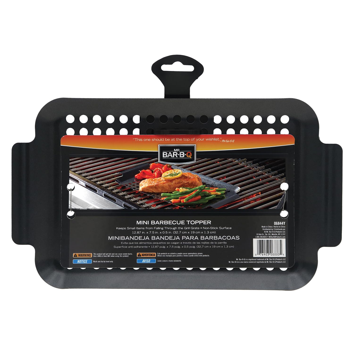 Mini BBQ Grill Topper Non-Stick Pan Tray for Vegetables, Meats, Skewers & Seafoods for Outdoor Cooking, Grilling, Campings & Tailgating for Gas Grills, Charcoal Grills & Barbecue by Mr. Bar-B-Q 06844Y