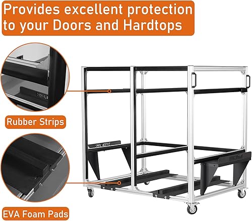 Miniatura 6 de u-Box WranglerGladiatorBronco Soporte de techo rígido para puerta de almacenamiento, carrito móvil, para Jeep 1997-2025 con techo rígido Wrangler TJ