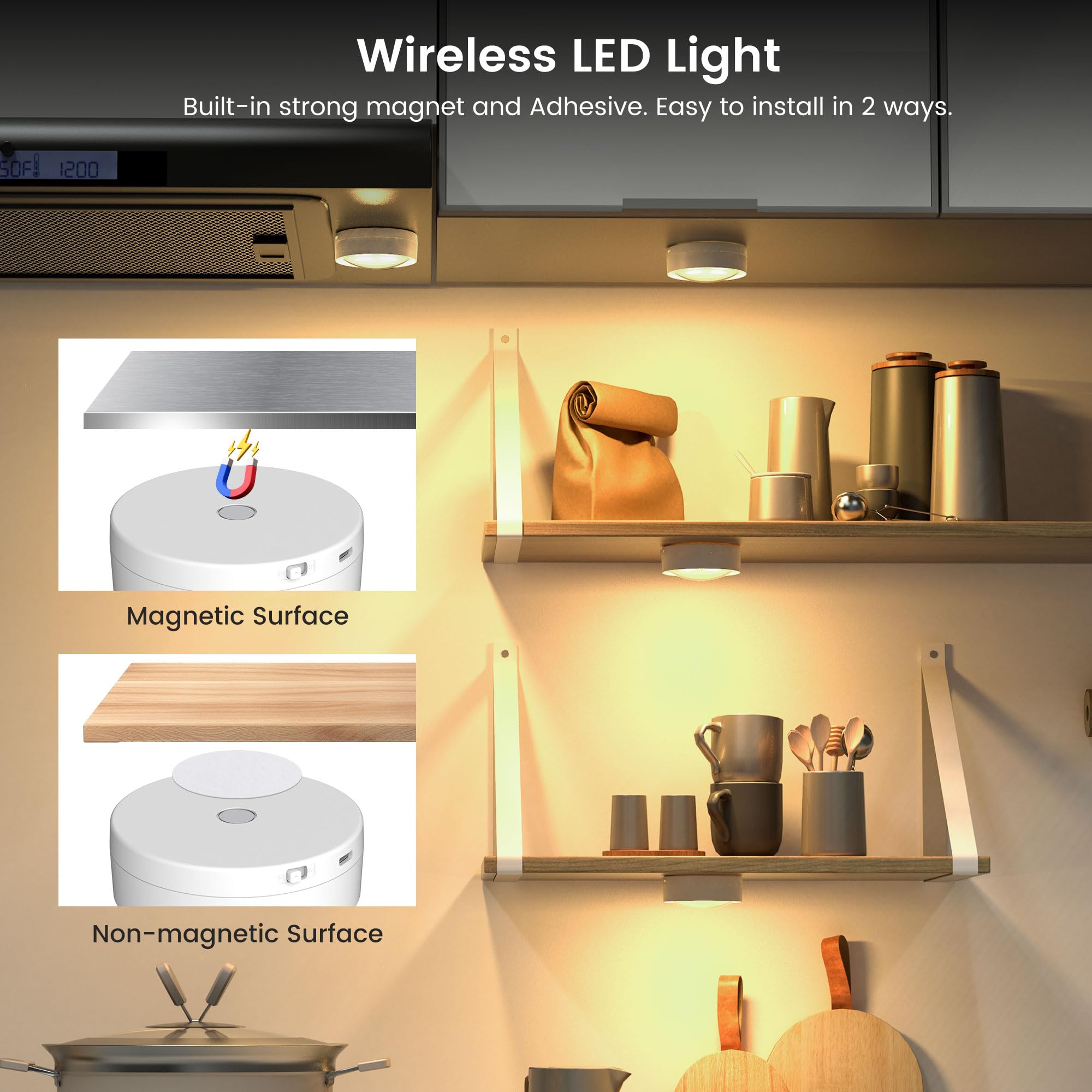 EZVALO Luci LED Sottopensile Ricaricabili 5000mAh Con Sensore Di Movimento - 3 Temperature Colore Regolabili Per Cucina, Armadi, Specchi - Foto 10