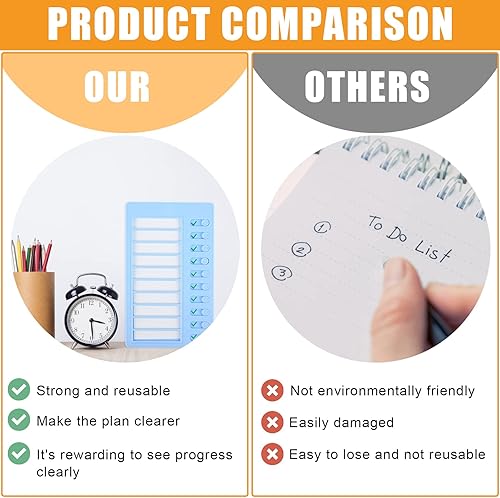 Miniatura 4 de Paquete de 4 tablas de tareas para niños, tablero de lista de verificación de plástico para caravanas, tableros de notas de horario diario con 8
