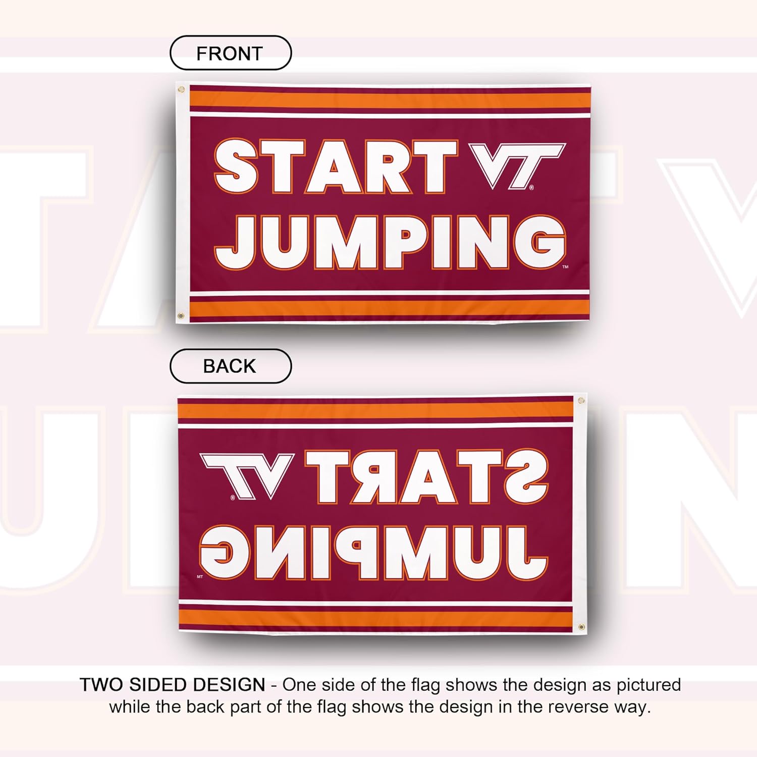 Desert Cactus Virginia Tech Flag - 3 x 5 Feet Hokies VT Banner, Indoor/Outdoor Durable Fabric Display (Style E1) - Image 2