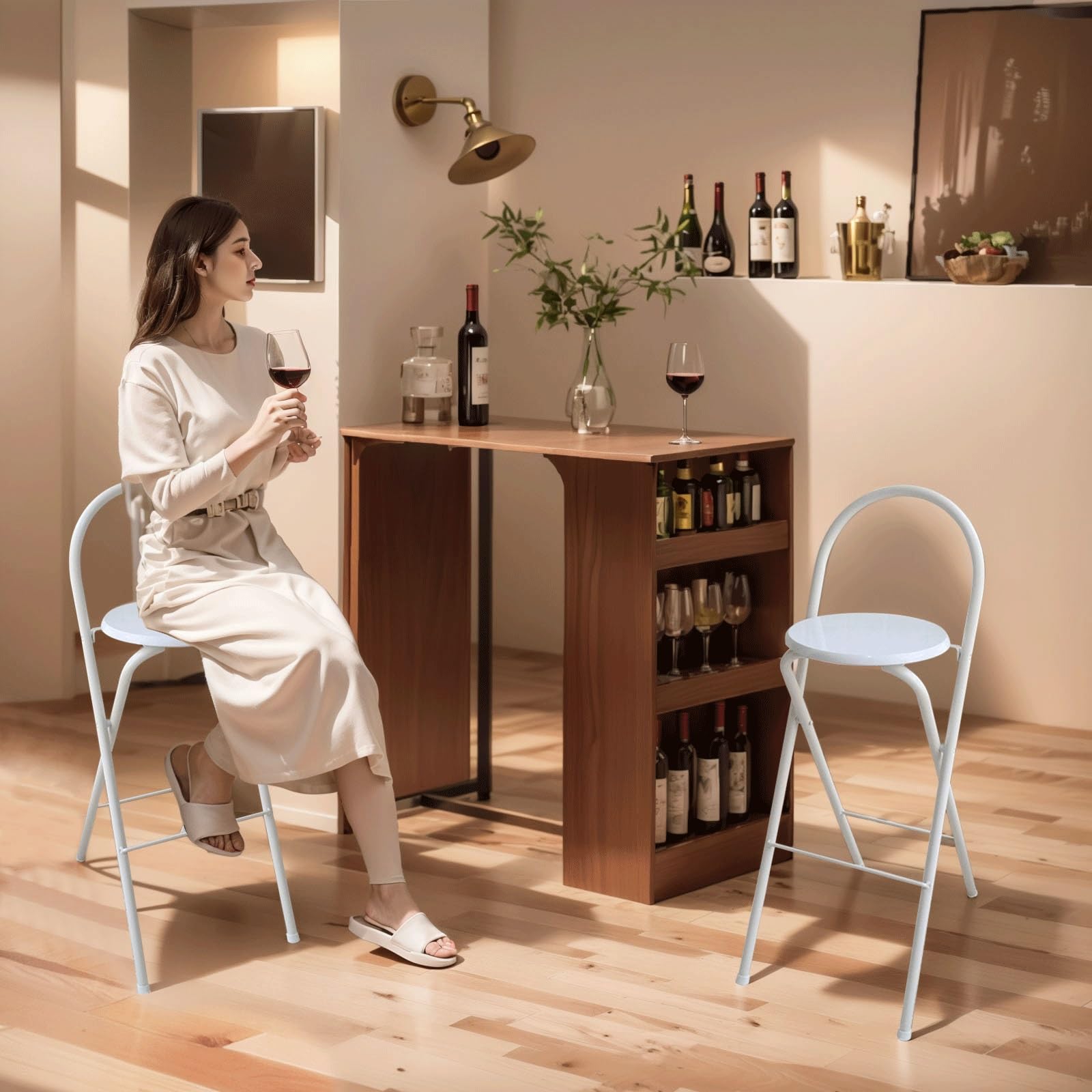Sgabello Da Bar Pieghevole Con Schienale Sgabello Pieghevole Portatile Altezza Seduta 65cm/70cm/75cm Moderni Sgabello Alto Cucina Portante125kg Nessun Montaggio Sedie Da Pranzo Per Ufficio Giochi(Whit