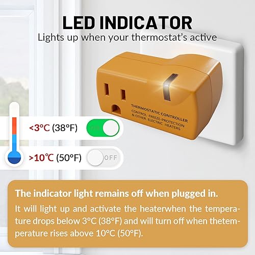 Miniatura 6 de MAXKOSKO Congelar la toma controlada termostáticamente, se enciende automáticamente por debajo de 38 F y se apaga a más de 50 F