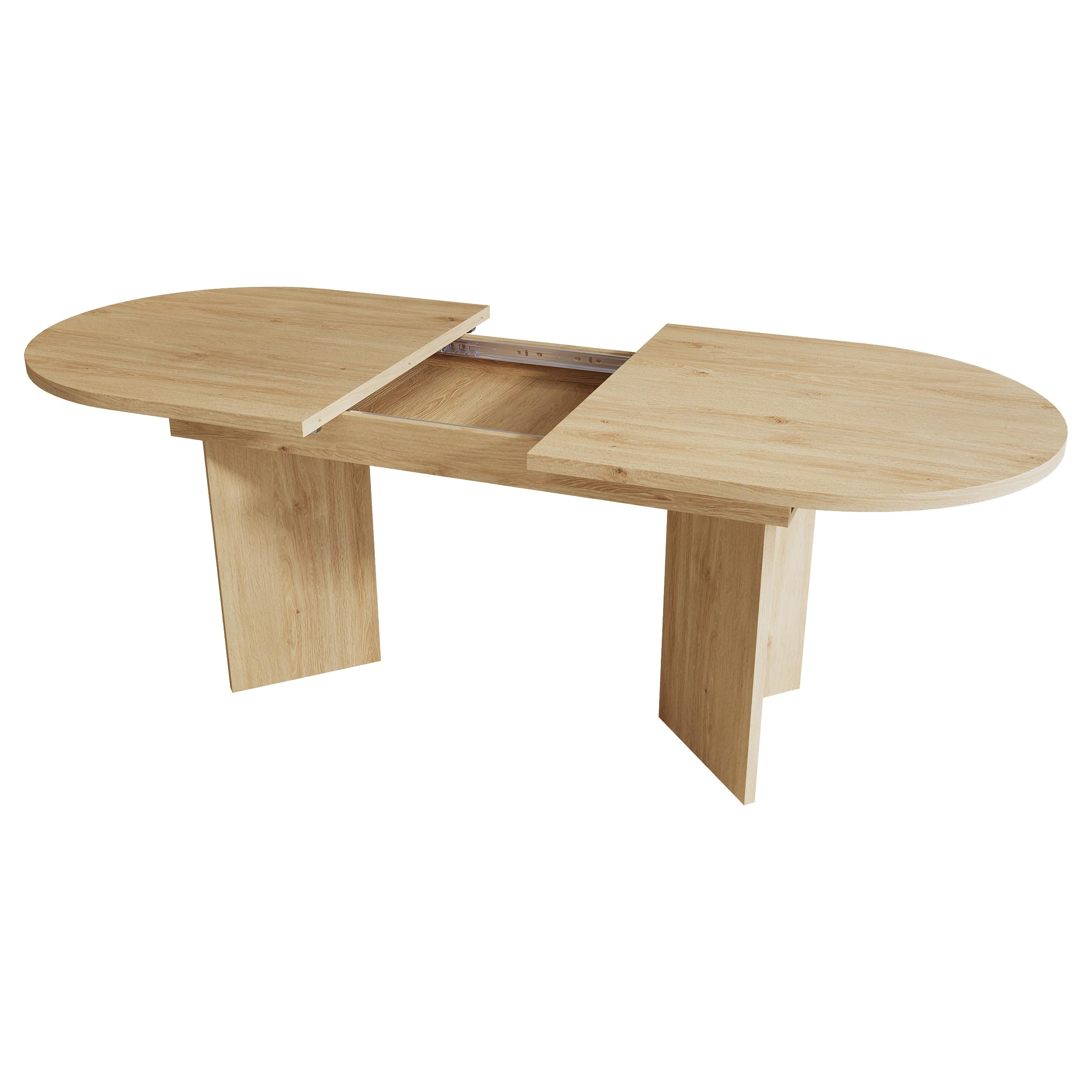 Soweiz Mesa de comedor extensible, 120/160 x 80 cm, mesa de madera adecuada para 4-6 personas, mesa de comedor con esquinas redondeadas, mesa de comedor, mesa de salón engrosada, color roble