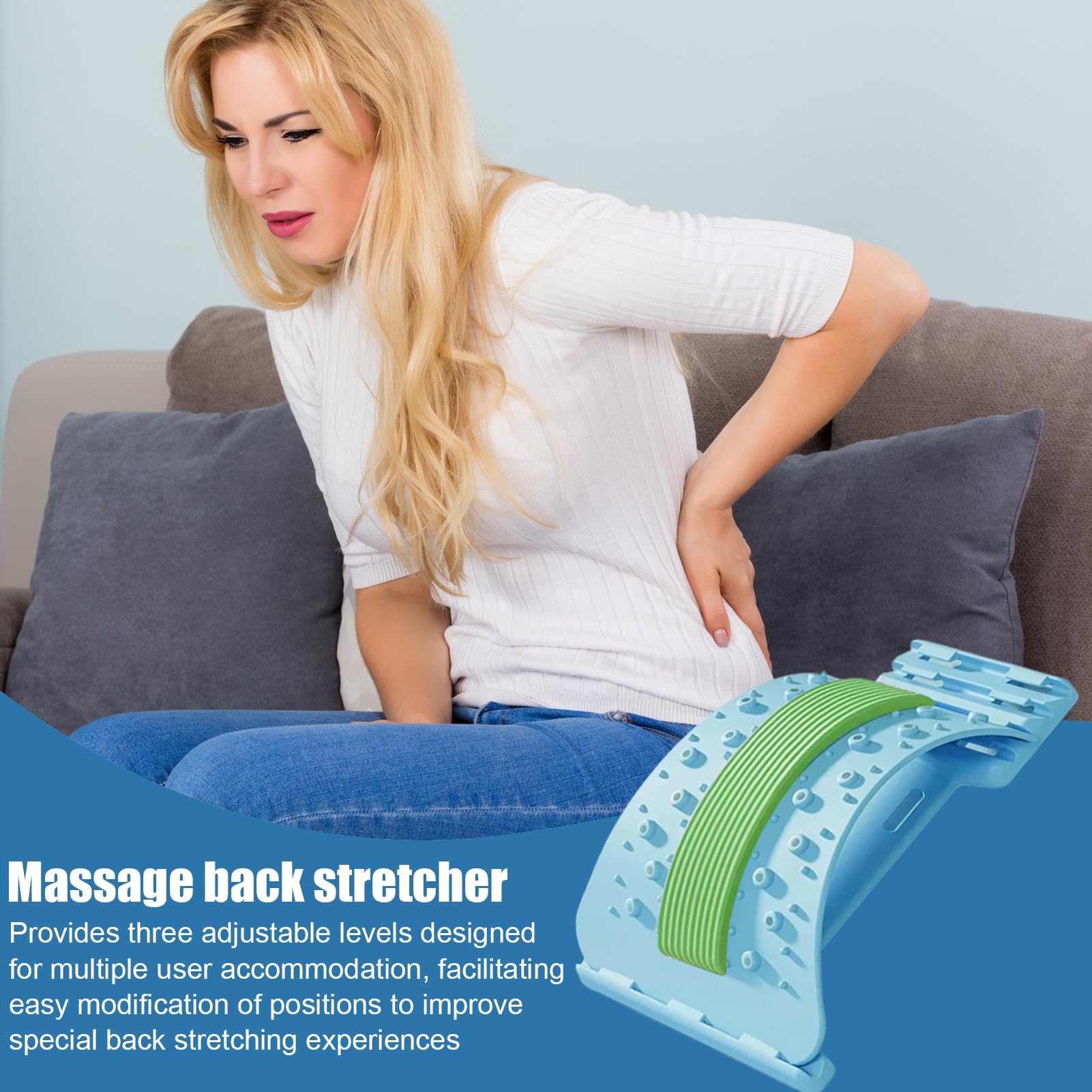 Étireur lombaire réglable à 3 niveaux – Écarteur lombaire – Masseur lombaire antidérapant réglable pour la récupération du corps, relâchement musculaire, yoga, entraînement, fitness