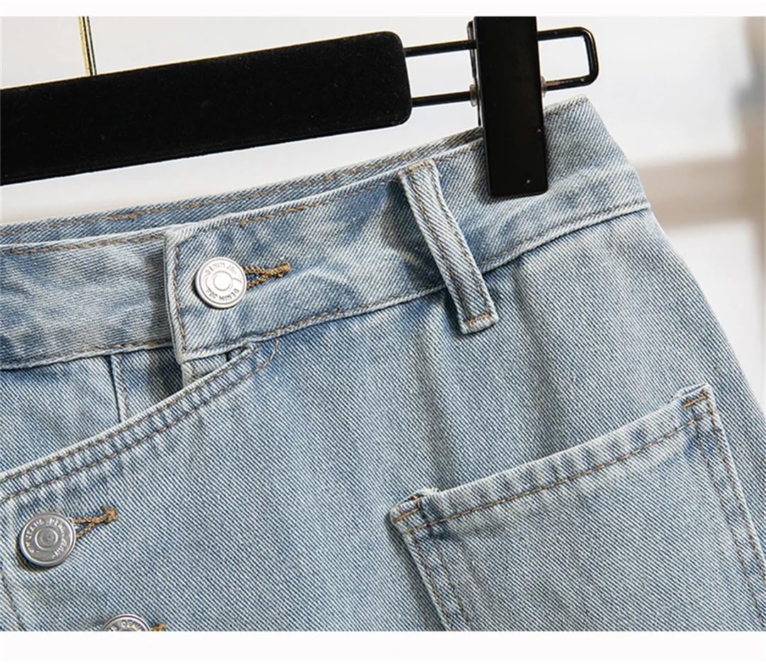 Gonna da donna Streetwear Denim a vita alta A-Line Casual Minigonne