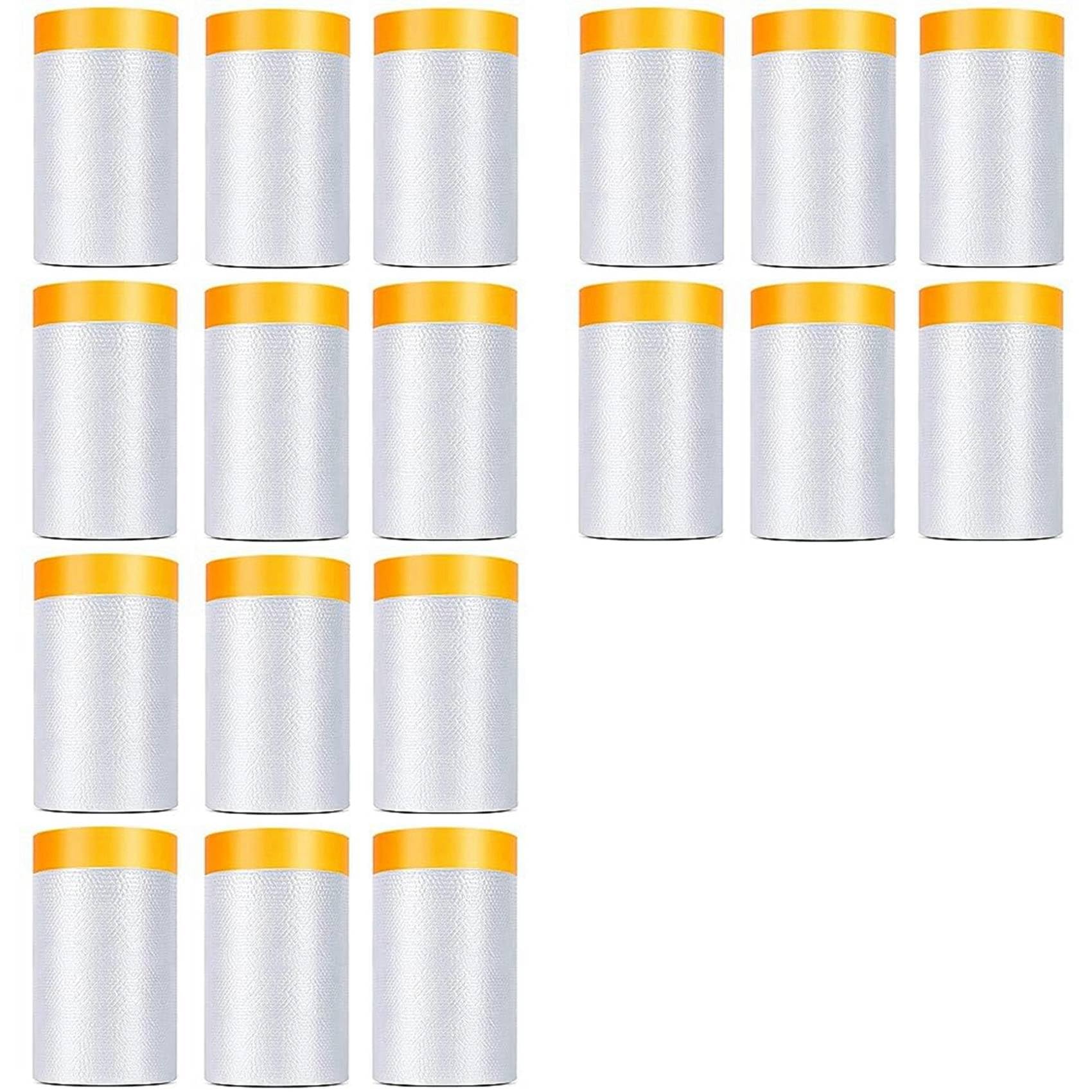 Jnchdghwa Transparent 18 Pack Tape And Drape, 1.8X62.3 Ft Pre-Taped Masking Film For Auto Painting Covering, Plastic Pre-Adhesive Film