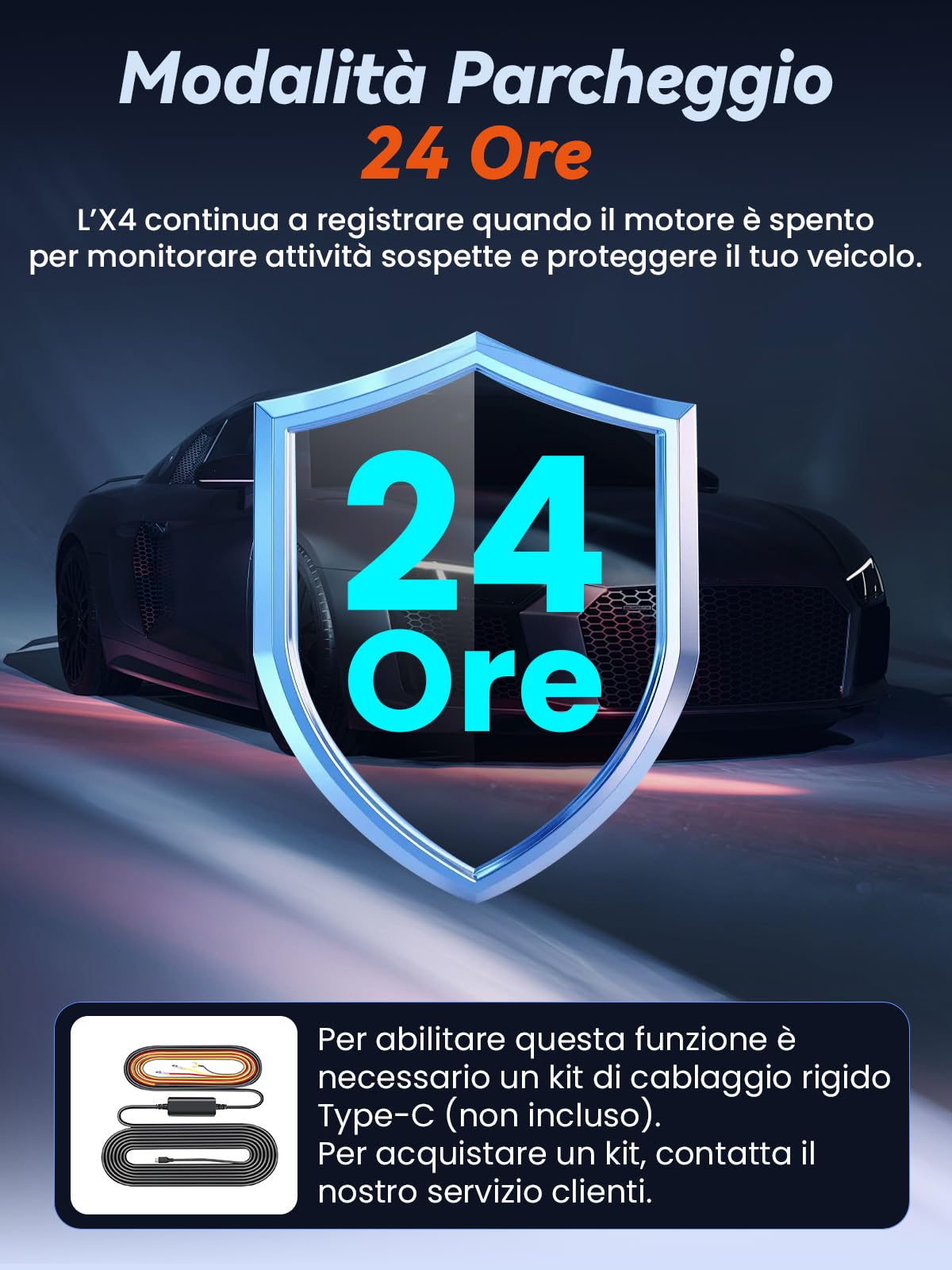 Dash Cam Auto 4K+1080P, Telecamera Anteriore e Posteriore, Dashcam Auto con SD 64GB, Wi-Fi 5GHz Controllo tramite App, Visione Notturna, Parcheggio 24H, Sensore G, 170° Grandangolo, WDR (X4)