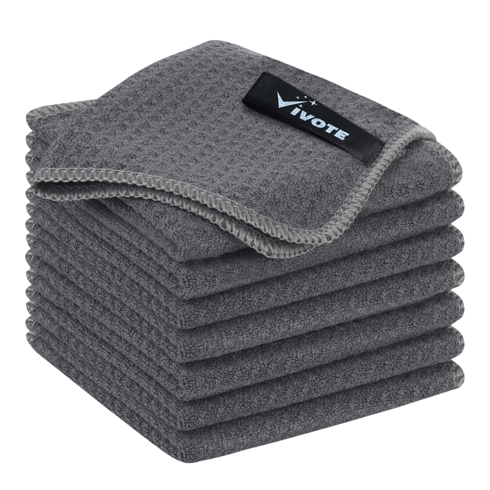 VIVOTE Mikrofasertücher Barista Tuch Waffeltuch Spüllappen Waschbares Küchentuch Haushaltsreinigungstuch Fusselfrei 20 cm X 20 cm 8 Stück Grau — image 1