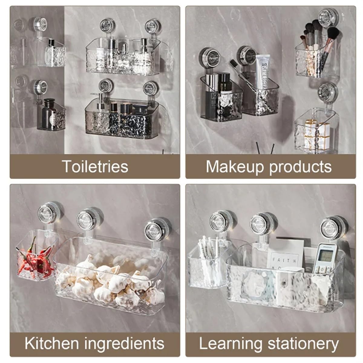 2024 Neues, leichtes, luxuriöses Saugnapfregal mit Gletschermuster, Badezimmerregale, Duschablage, Saugnapf, Abnehmbarer Badezimmer-Toiletten-Organizer mit Saugnapf