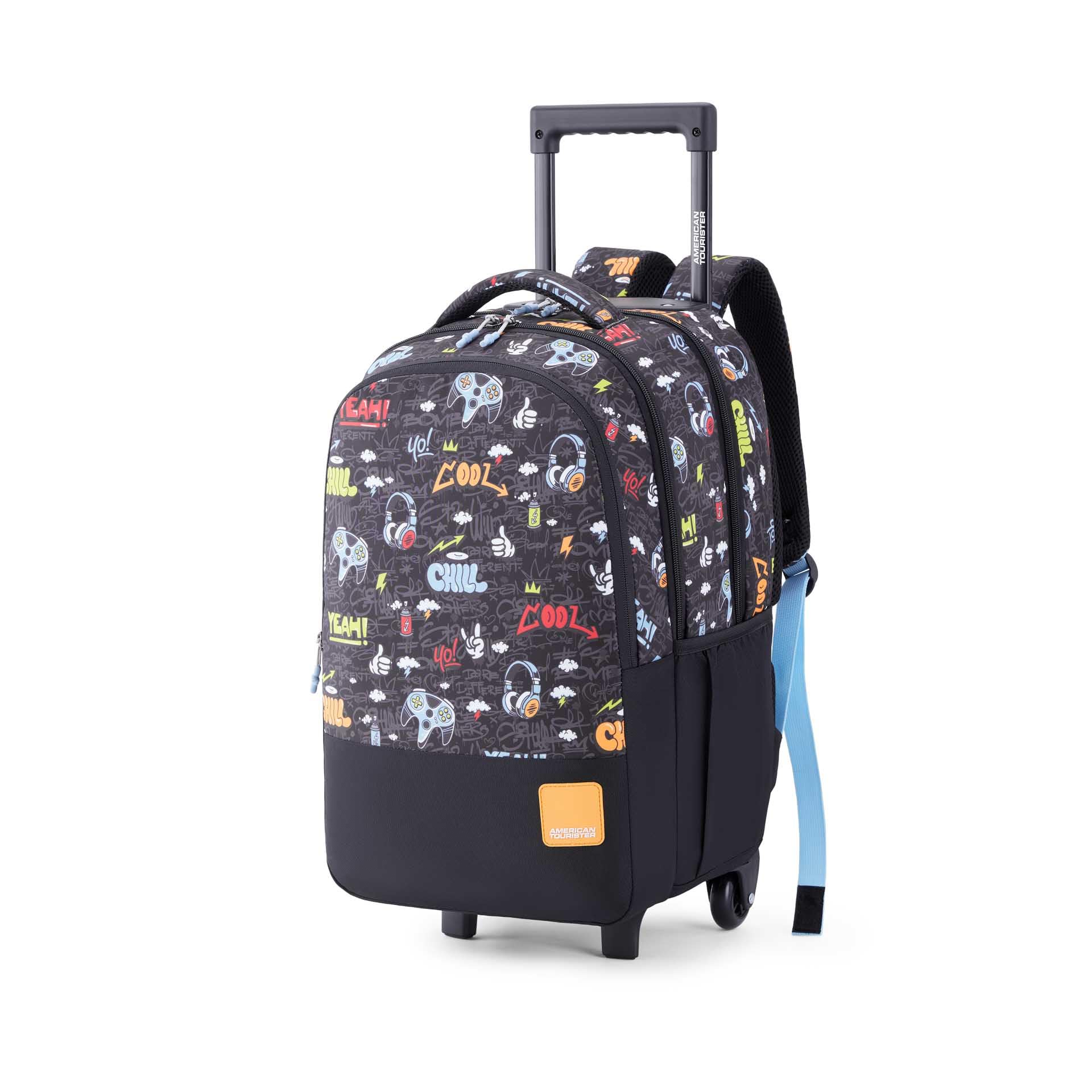 american tourister Drip | 32.57 Ltrs | 3 Compartments | Bottle Pocket | Ergonomic Padded Back Panel & Shoulder Straps | 360° Spinner Wheels | School Backpack for Boys & Girls | Gamer Black-picture-55