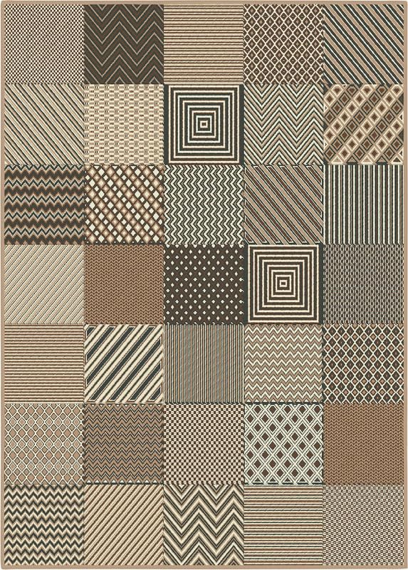 SrS Rugs® Luna Collection, Living Room Rugs, Hallway Runners, with Soft Smooth 8mm Pile. Contemporary Borders Design. 7 Colours, 9 Sizes (Square Patch Beige, 120cm x 170cm) — image 1