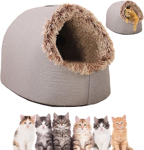 Cama tipo cueva para mascotas cálida para invierno, 2026, suave y acogedora, nido de interior para gatos y perros pequeños, cojín extraíble, cálida