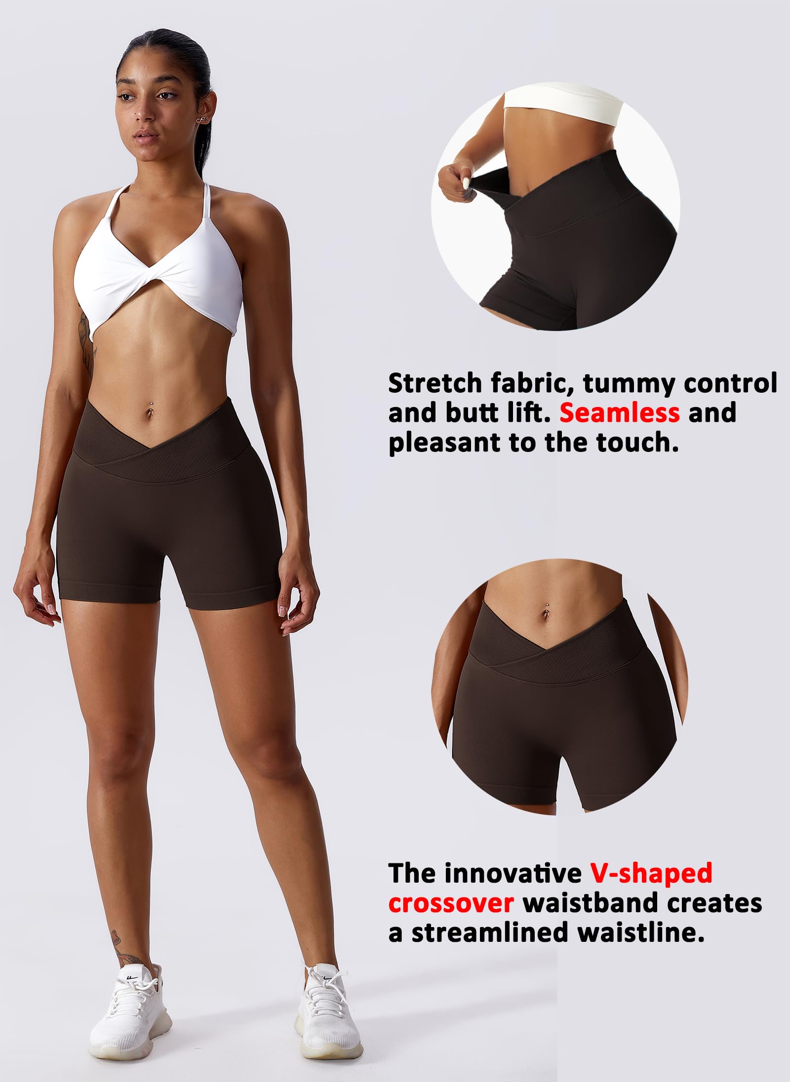 Coswind Pantaloncini Palestra Donna Sportivi Shorts Leggins Push Up Fitness Corti Modellanti a Vita Alta Yoga