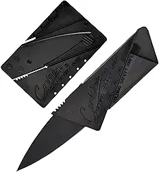 Canivete Faca Cartão Dobrável de Bolso Portátil, Compacto e Leve, Lâmina Para Acampamento, Viagem, Trilha, Camping, Abrir Caixa, Pesca e Defesa Pessoal, Multiuso, Multifuncional, Profissional Aço Inox (Preto)
